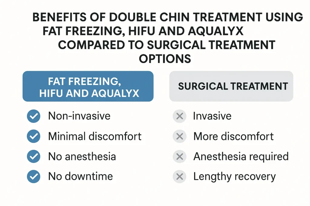 Graphic about the benefits of double chin treatment Brighton and Hove - from LA LIPO