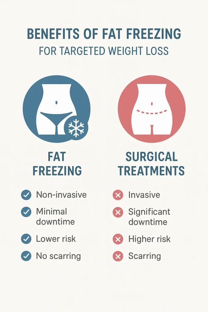 graphic showing the benefits of fat freezing Brighton and Hove