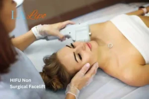 Woman having Hi-Fu to reduce wrinkles Brighton and Hove.