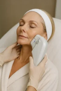 Woman receiving HIFU non surgical facelift treatment Brighton and Hove
