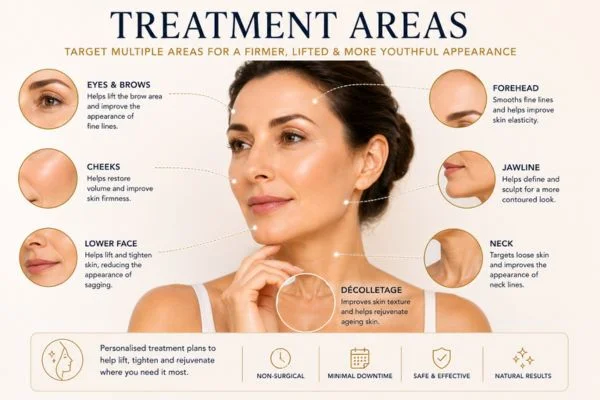 Areas of treatment for the ultimate lift tighten treatment Brighton and Hove